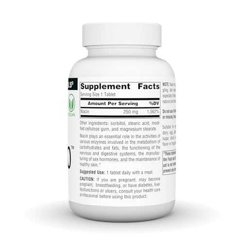 Vegan Niacin 250 tablets and packaging