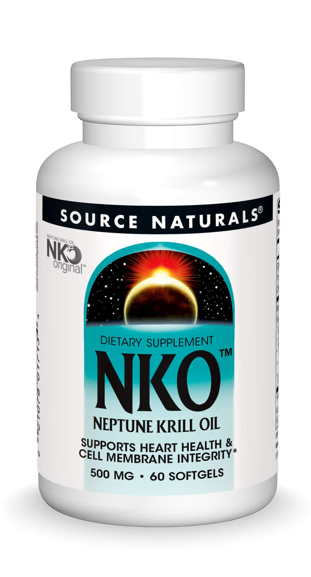 Bottle of Source Naturals NKO Neptune Krill Oil 500 mg softgels