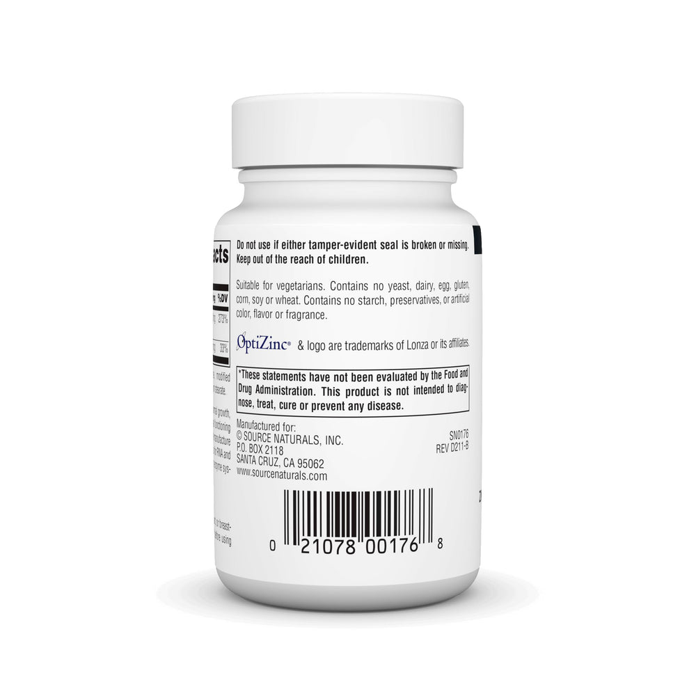 OptiZinc bottle with label close-up
