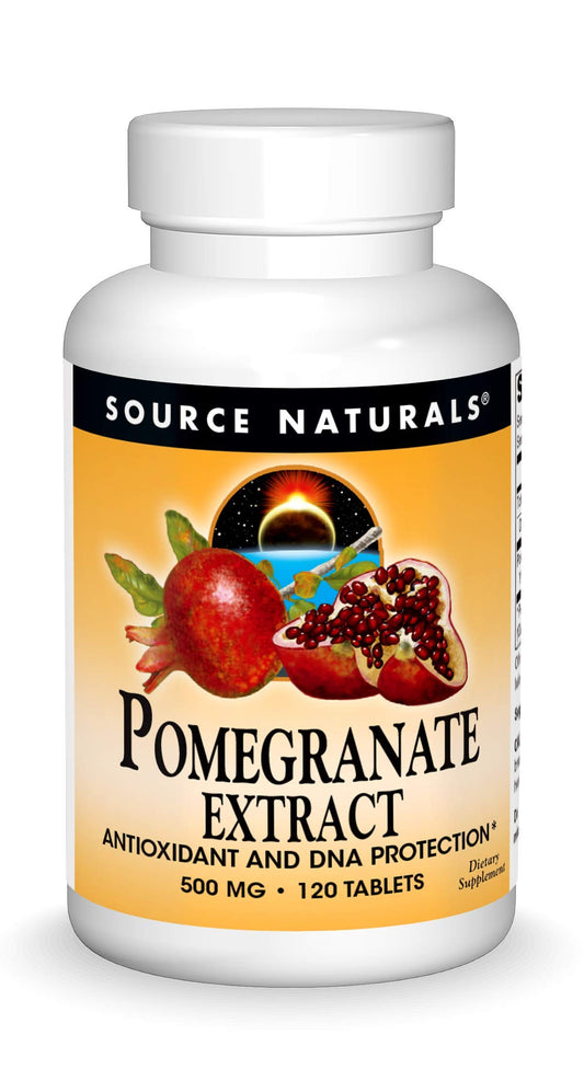 Bottle of Source Naturals Pomegranate Extract 500mg with 120 tablets