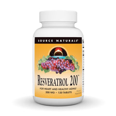 Bottle of Source Naturals Resveratrol 200 for Healthy Aging 200 mg - 120 tablets