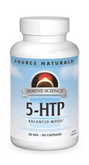 Front view of Source Naturals Serene Science 5-HTP 50 mg bottle
