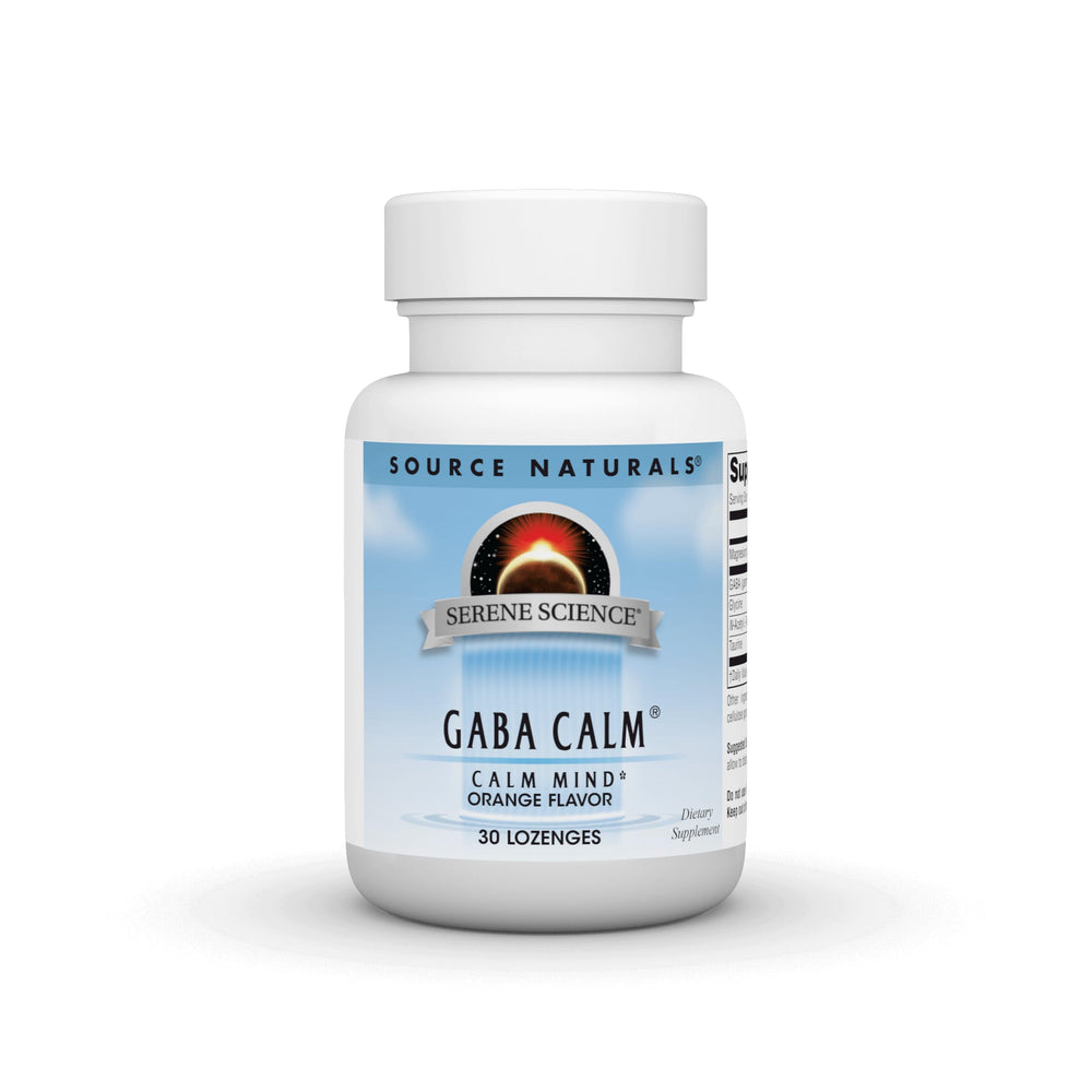 Bottle label for Source Naturals Serene Science GABA 125 mg Orange Flavored Lozenges