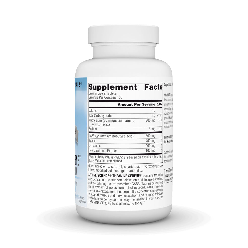 Close-up of product label highlighting L-Theanine, Magnesium and GABA