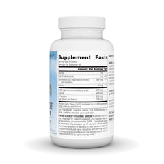Close-up of product label highlighting L-Theanine, Magnesium and GABA