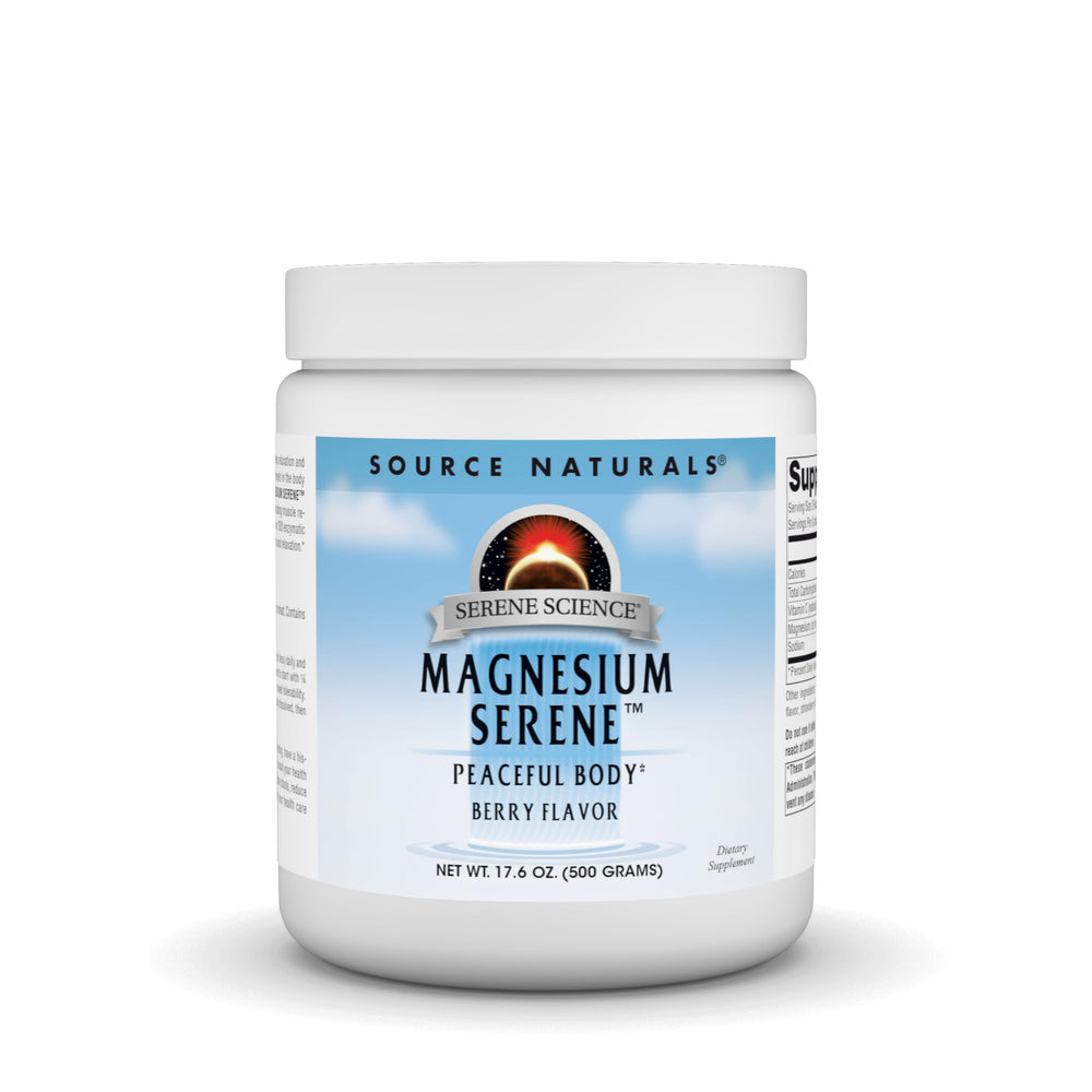 Bottle of Source Naturals Serene Science Magnesium Serene Berry Flavor 17.6 oz