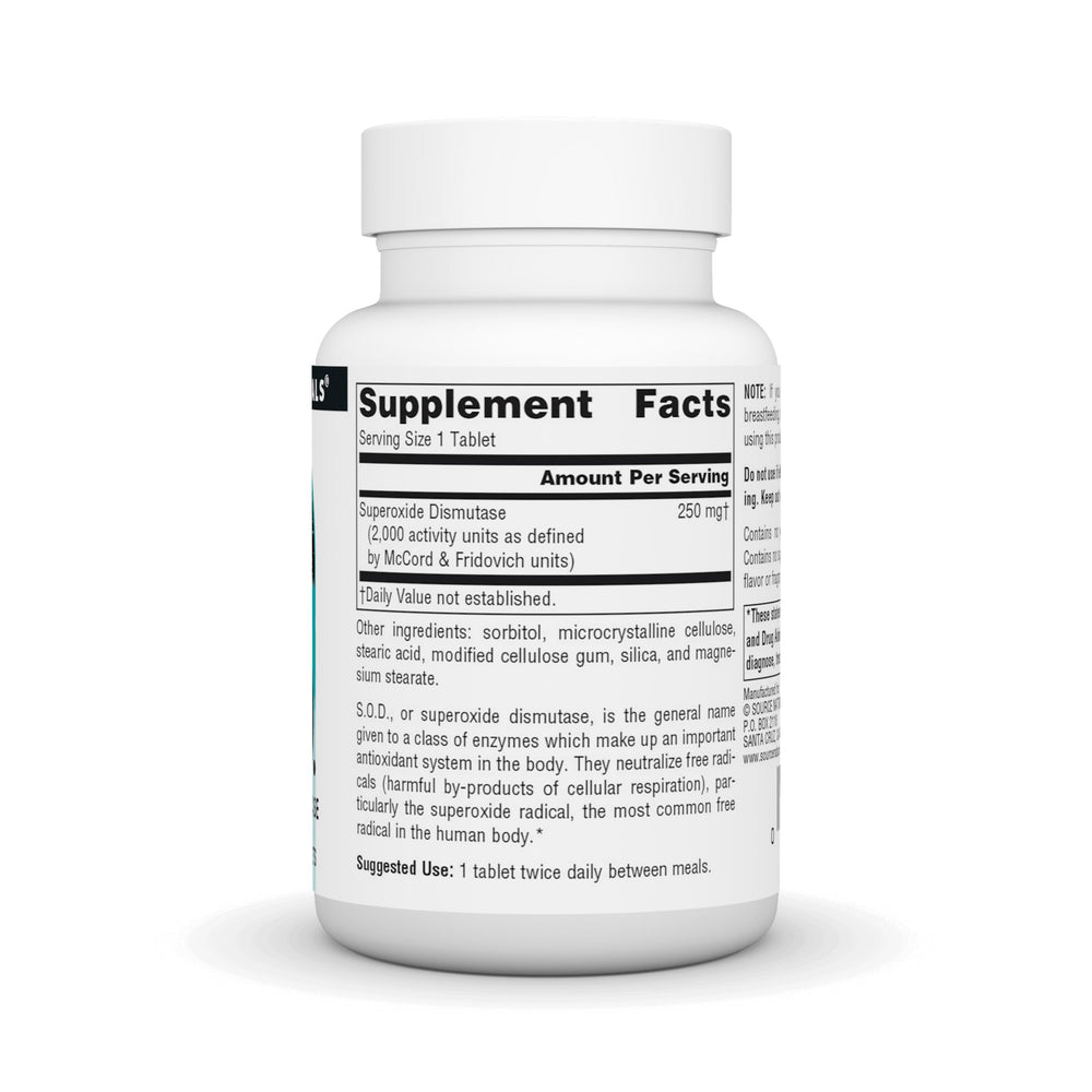Label for Source Naturals S-O-D bottle