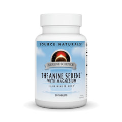 Front view of Source Naturals Theanine Serene bottle - 30 tablets