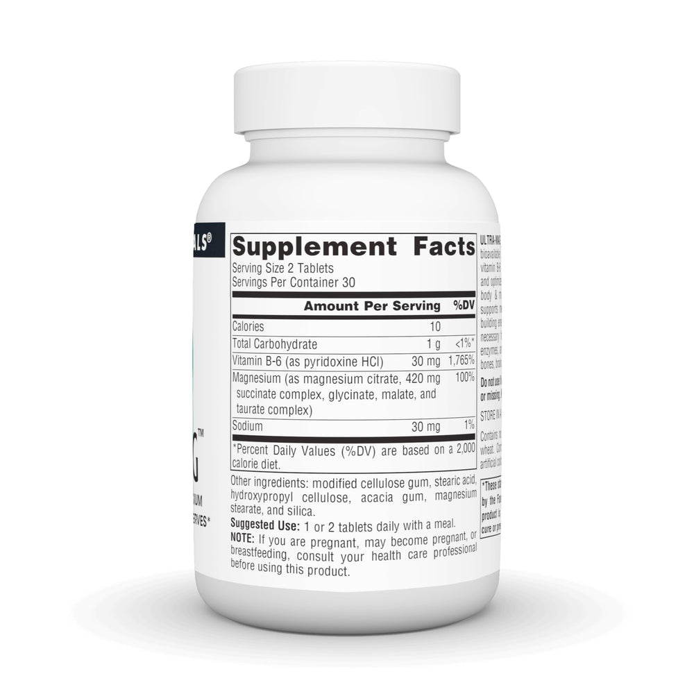 Bottle label highlighting Source Naturals Ultra-Mag 5-in-1 magnesium