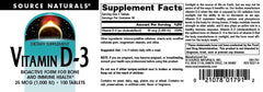 Suggested use dosage information for Vitamin D-3 1000 IU