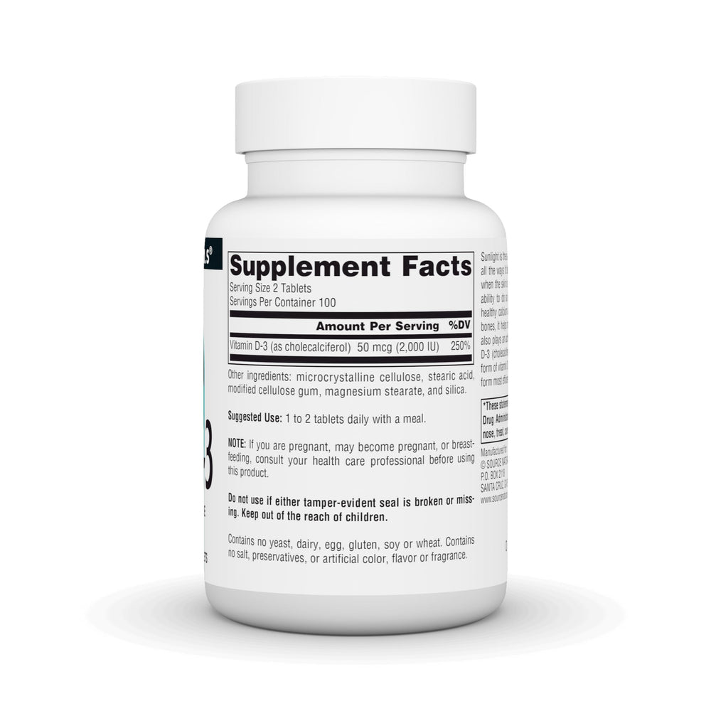 Bottle and label showing 1000 IU (25 mcg) Vitamin D-3