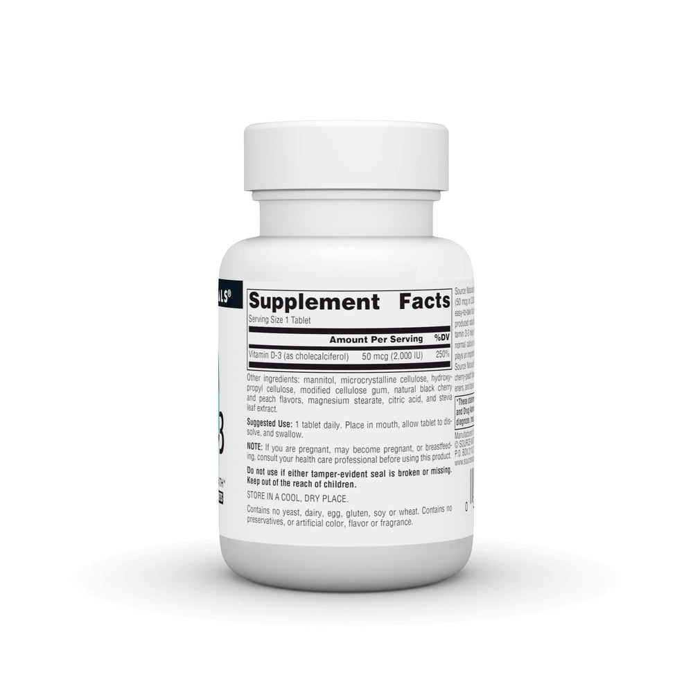 Close-up of dissolving Vitamin D-3 Fast Melt tablet