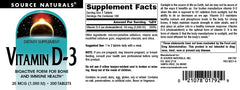 Label close-up with vitamin D-3 details