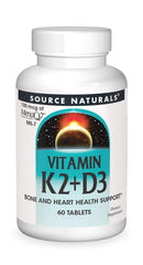 Bottle of Source Naturals Vitamin K2 + D3 with 60 tablets