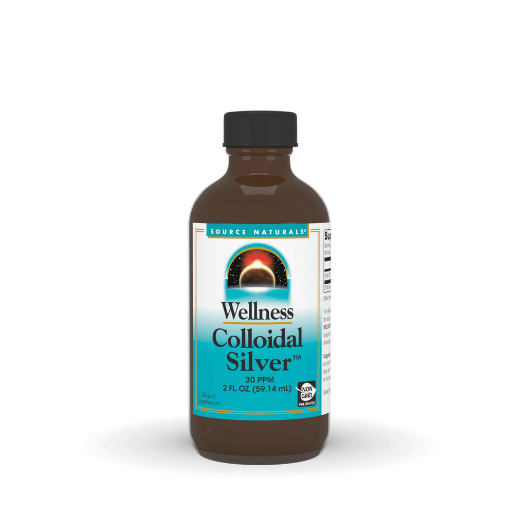 Bottle of Source Naturals Wellness Colloidal Silver 30 ppm, 2 fl oz