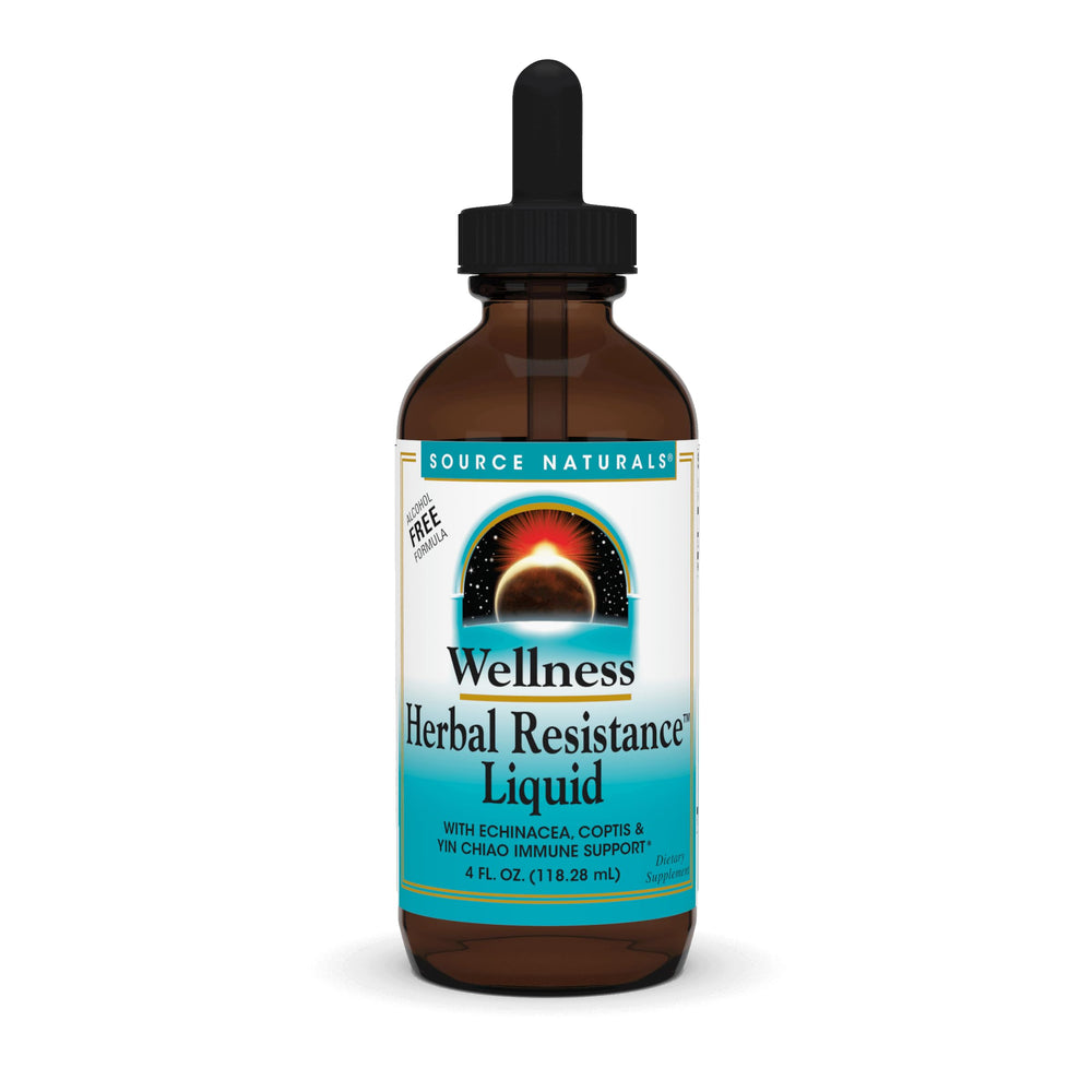 Bottle of Source Naturals Wellness Herbal Resistance Liquid with Echinacea, Coptis, Yin Chiao