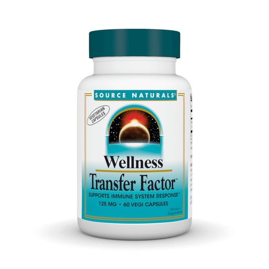 Source Naturals Wellness Transfer Factor bottle front displaying 125 mg and 60 vegetarian capsules