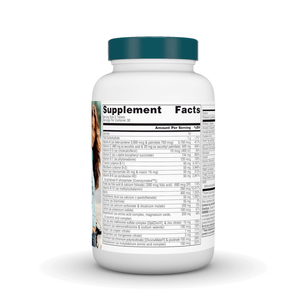 Back label details of Life Force Iron Free Multivitamin for Women