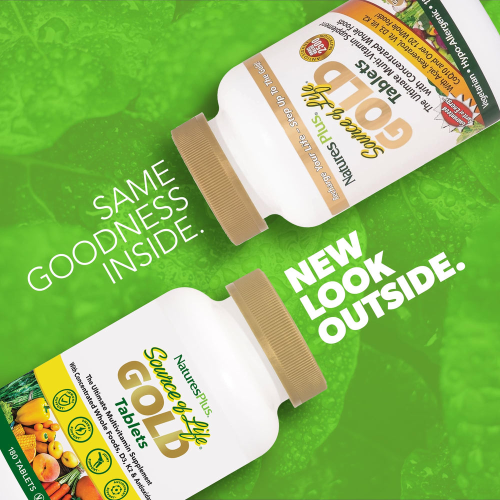 Gluten-free and vegetarian label on Source of Life Gold
