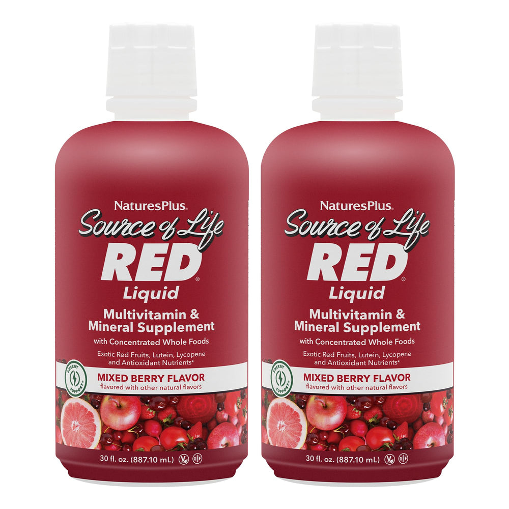 NaturesPlus Source of Life RED Liquid Multivitamin 30 oz bottle – front view