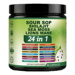 Bottle of Soursop Capsules with 90 vegan capsules