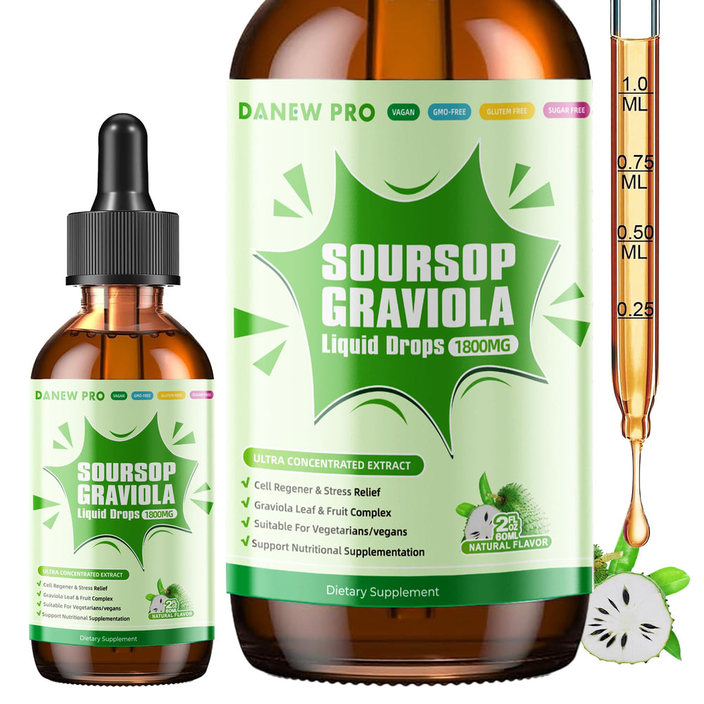 Bottle of Soursop Graviola Leaf Extract Liquid Drops with dropper
