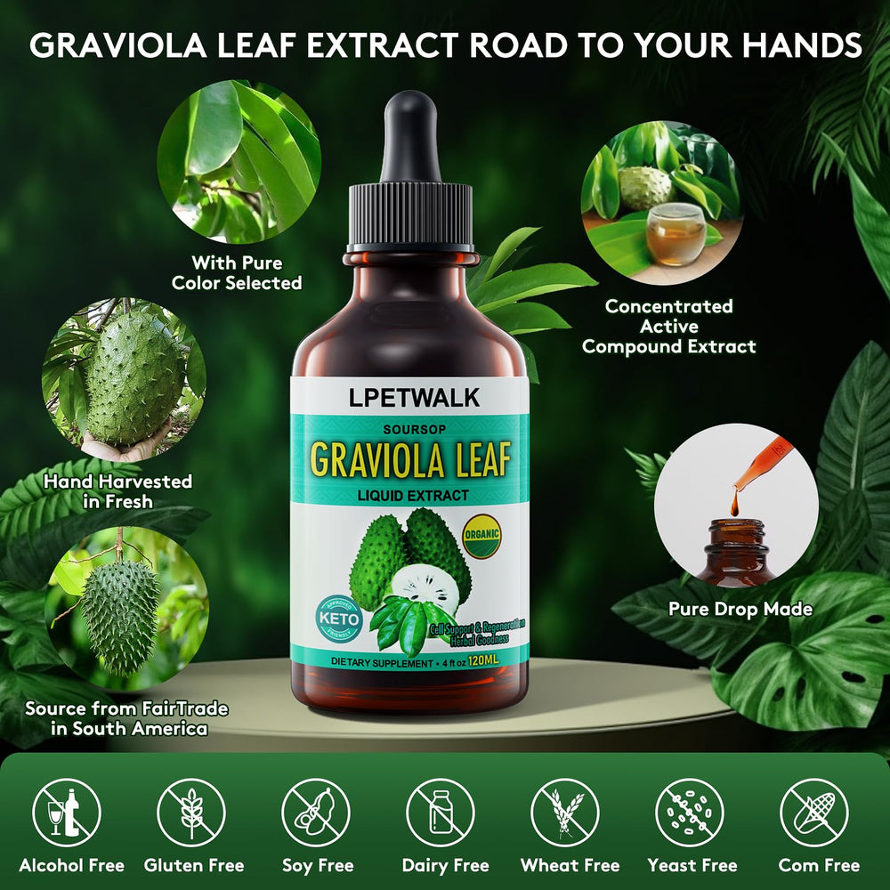 Graviola leaf extract liquid drops bottle with 120 ml capacity
