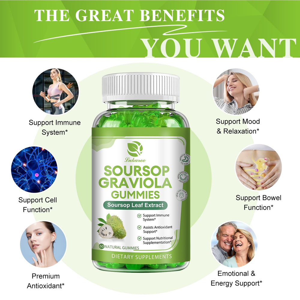 Vegan, gluten-free Soursop Gummies packaging