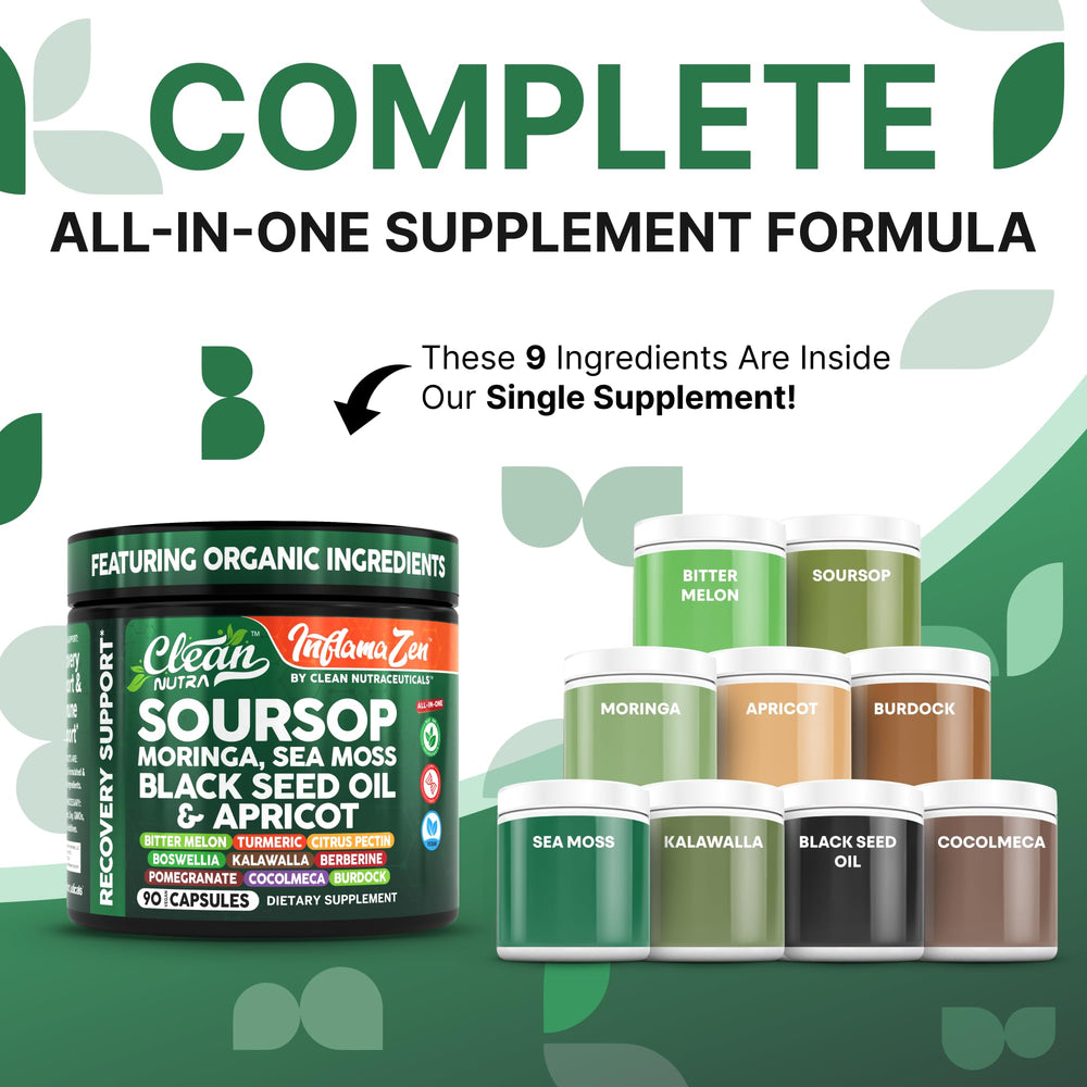 Soursop, moringa, sea moss, and berberine ingredients blend