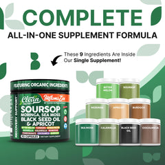 Soursop, moringa, sea moss, and berberine ingredients blend
