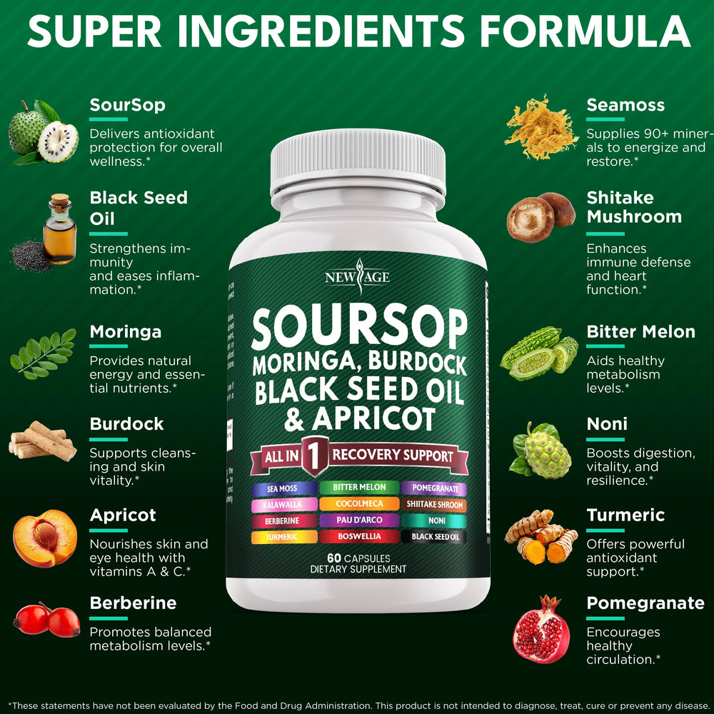 Ingredients collage featuring moringa and sea moss