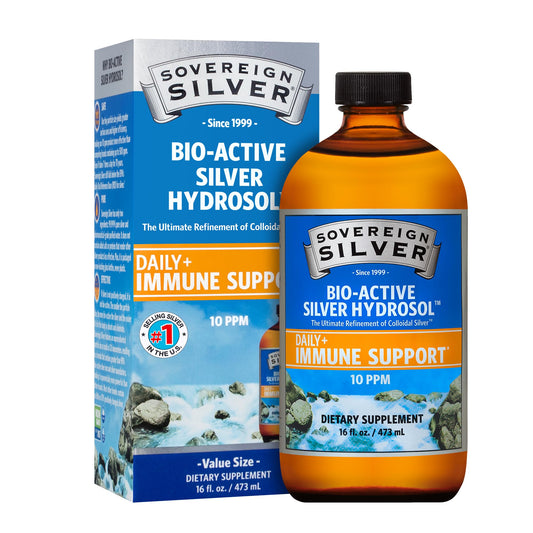 Front view of Sovereign Silver 16 oz bottle