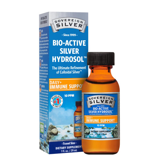 Amber glass bottle of Sovereign Silver Immune Support (1 oz / 29 mL)