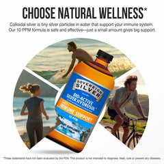 Sovereign Silver Immune Support bottle on a clean countertop for daily routine.
