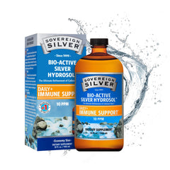 Sovereign Silver Immune Support bottle with twist top for easy daily use.