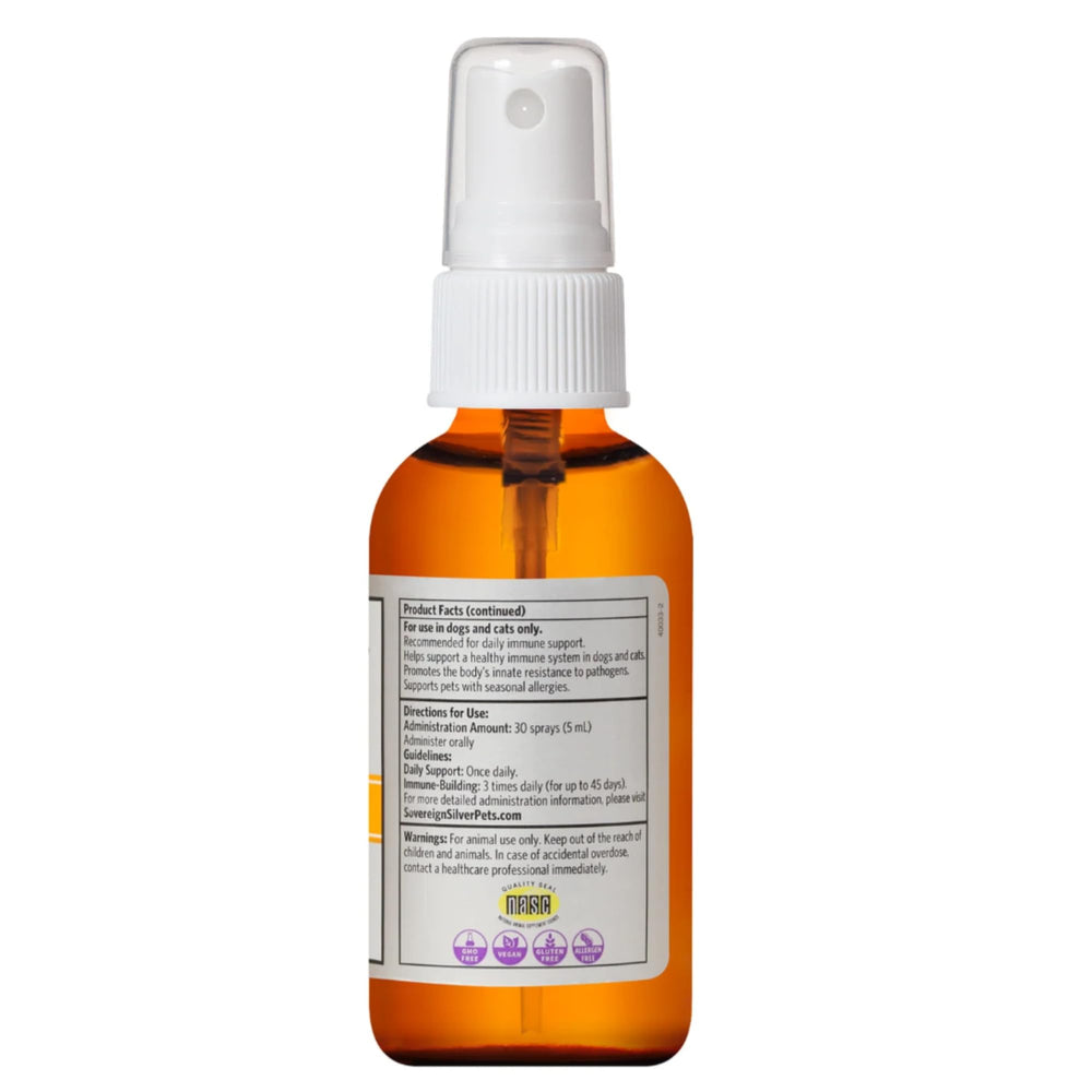 Label indicating 10 ppm colloidal silver for pets