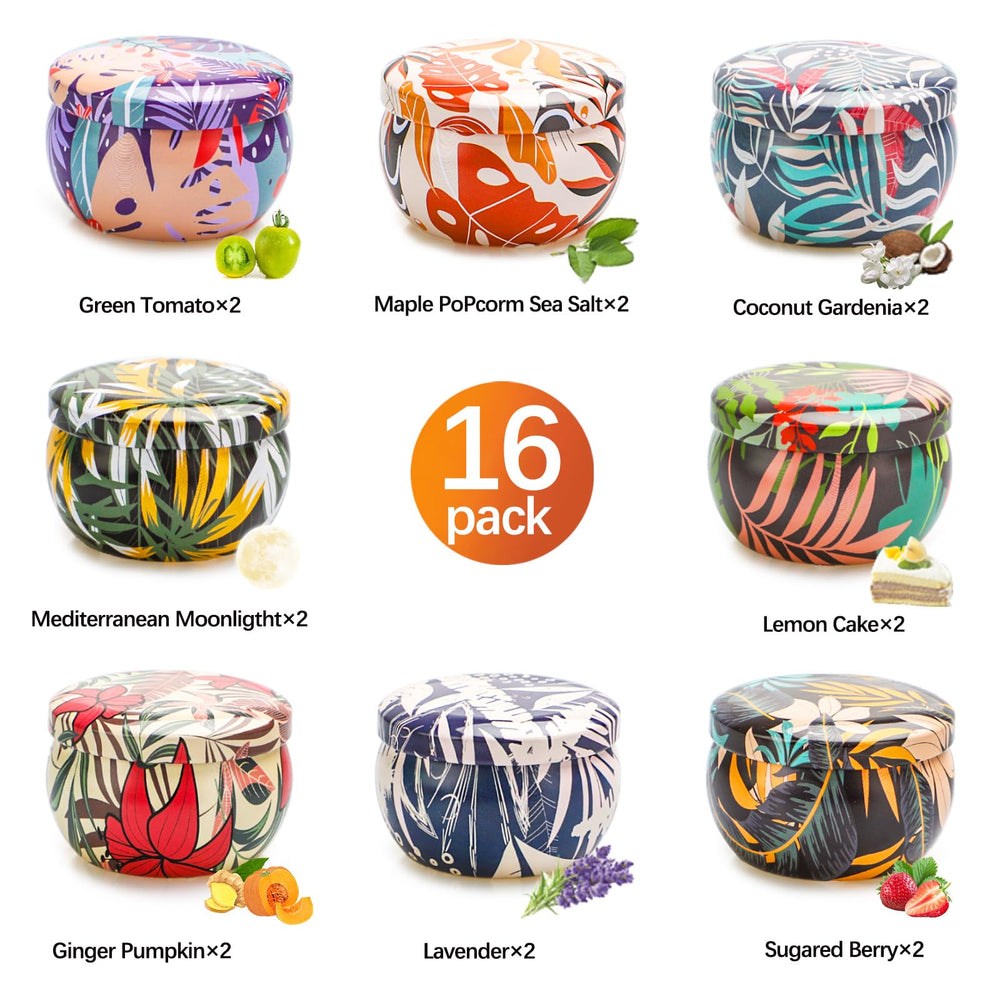 Back view showing full 16-pack candle set