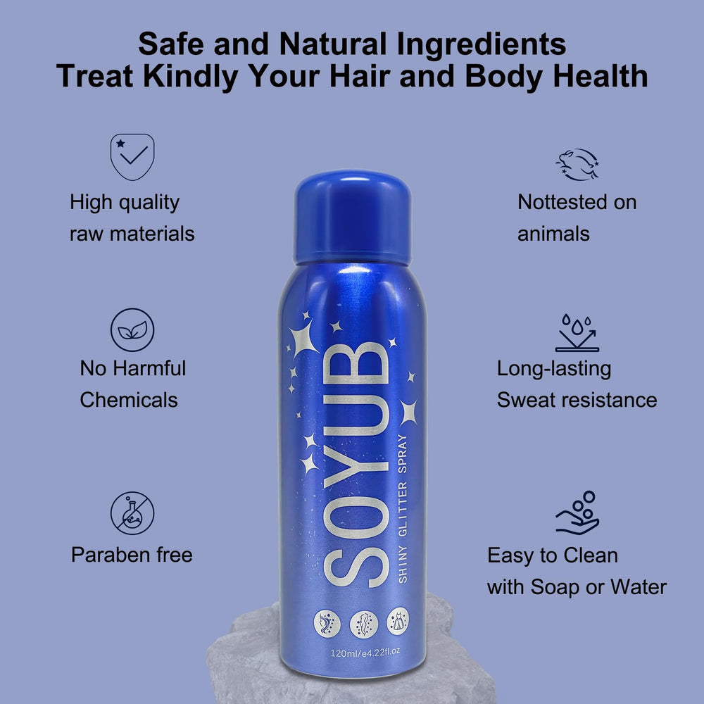 SOYUB Body Glitter Spray provides waterproof sparkle for rain or shine.