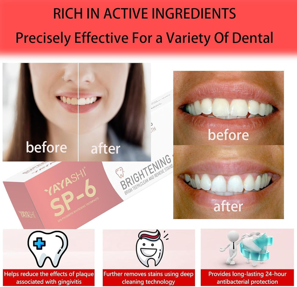 Lifestyle scene of brushing with SP-6 toothpaste