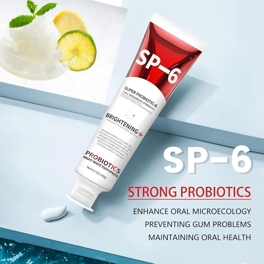 Mint flavor graphic on SP-6 toothpaste packaging