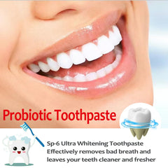 Close-up of toothpaste showing stain removal