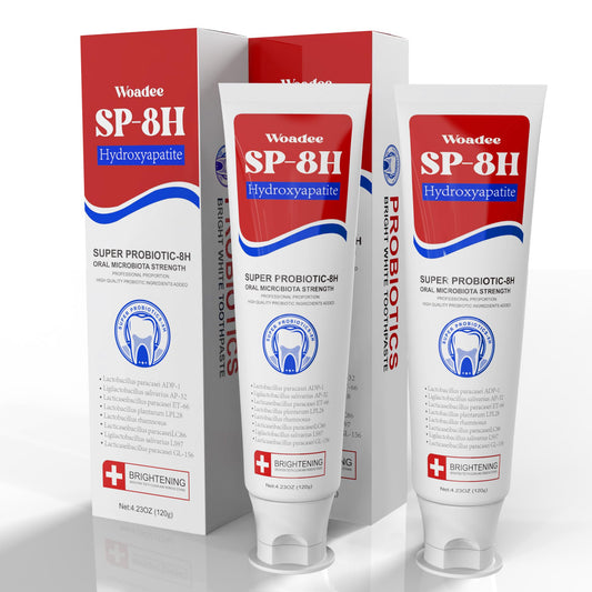 SP-8 toothpaste tube with 8 probiotics and hydroxyapatite formula