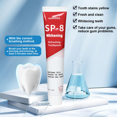 Whitening toothpaste close-up with foam