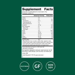 Nutrition facts panel for SP Complete Vanilla