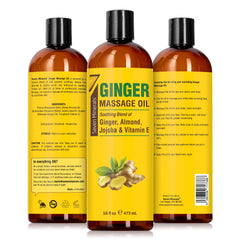 Relaxing spa scene with ginger massage oil during a massage
