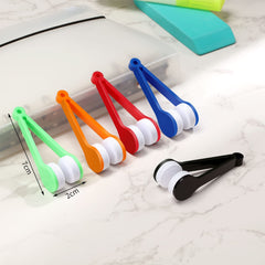 Blue mini microfiber eyeglasses cleaner brush