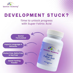 Spectrum Awakening Folinic Acid powder jar label highlighting B12 and Vitamin D cofactors