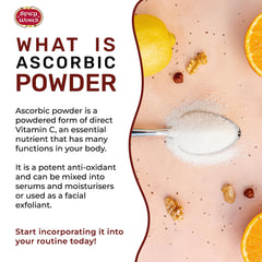 Scooping ascorbic acid powder with measuring scoop