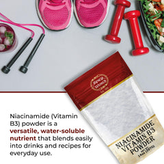 Top view of Spicy World Niacinamide Vitamin B3 Powder 14oz bag