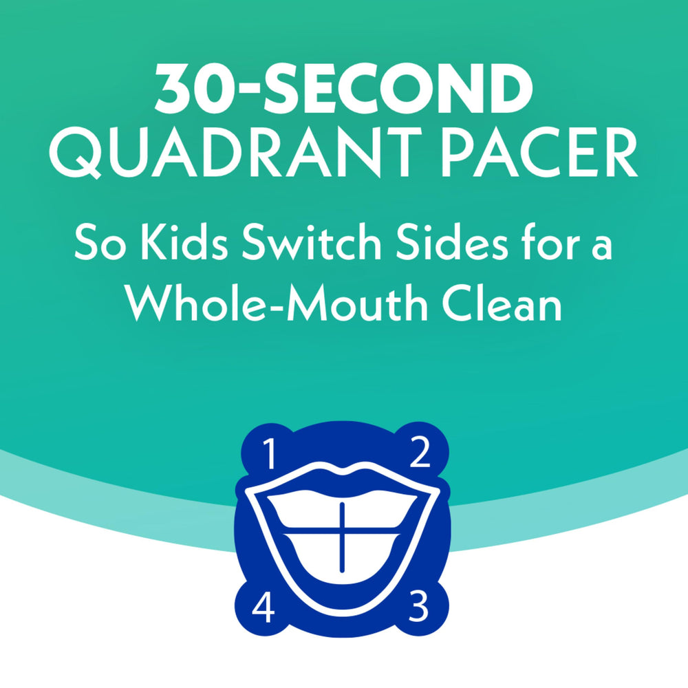 2-minute timer and 30-second pacer on Spinbrush Kids